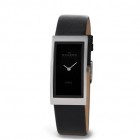 SKAGEN UNISEX UR I ST&Aring;L M/SORT L&AElig;DERREM