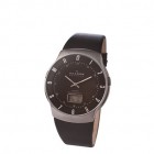 SKAGEN RADIOKONTROLLERET HERREUR I TITANIUM M/SORT L&AElig;DERREM
